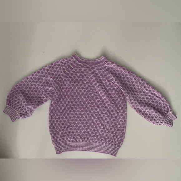 Lilly Pulitzer Corabelle Purple iris honeycomb Puff Sleeve Knit Sweater M Medium - Picture 7 of 7